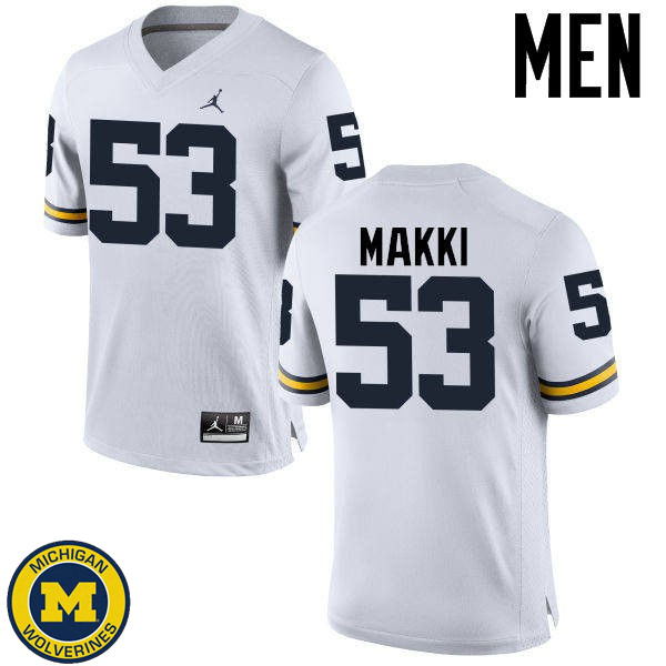 Men Michigan Wolverines #53 Salim Makki White High School Football Jersey